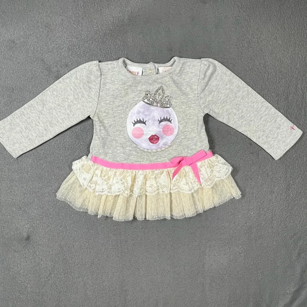 Vintage Truly Scrumptious by Heidi Klum Baby Tutu Dress Gray Glitter‎ Crown 12M
